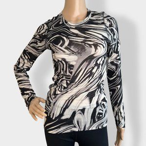 Karen Kane‎ Black Marble Semi Sheer Long Sleeve